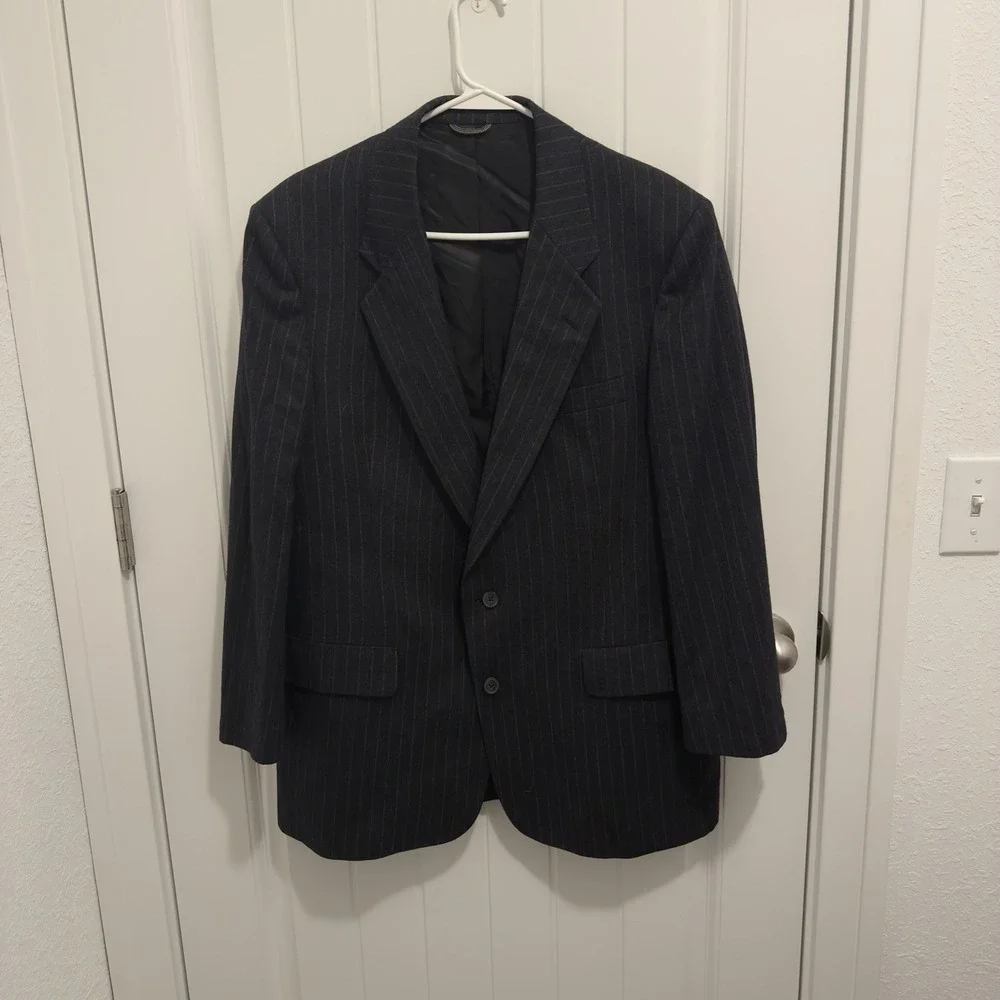 Christian Dior Monsieur Jacobson's Men's Wool Dark Gray Tan Stripe Suit Jacket